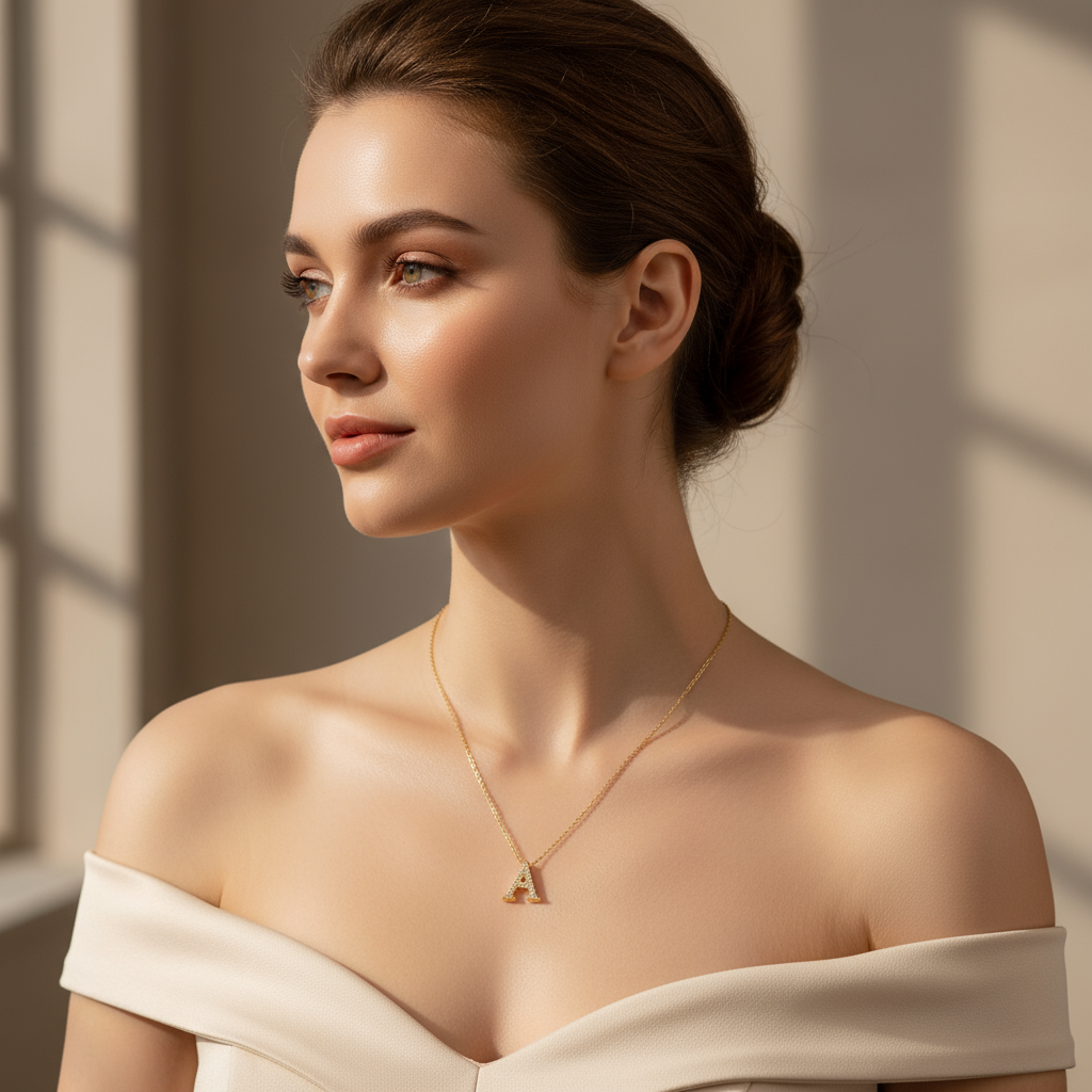 Collier initiale à strass