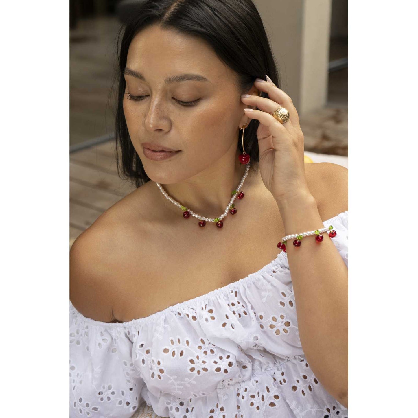 Boucles d'oreilles cerise