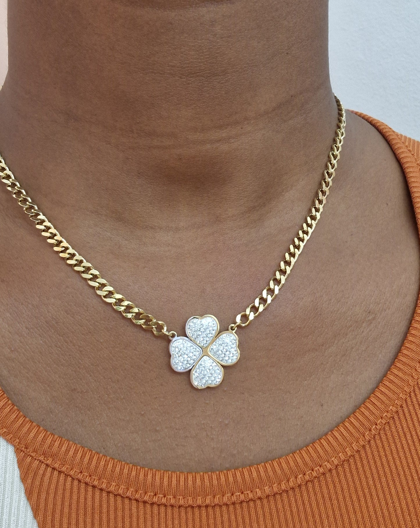 Collier trèfle acier inoxydable