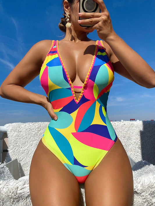 Maillot de bain imprimé multicolore