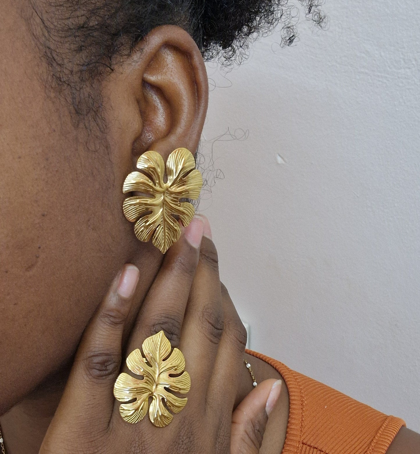 Boucles d'oreilles Monstera |acier inoxydable