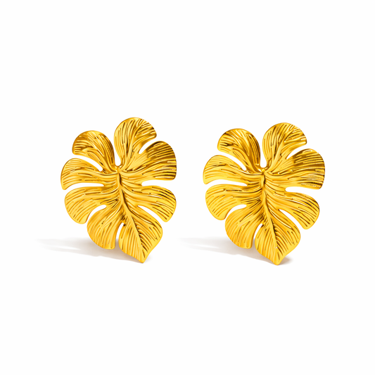 Boucles d'oreilles Monstera |acier inoxydable